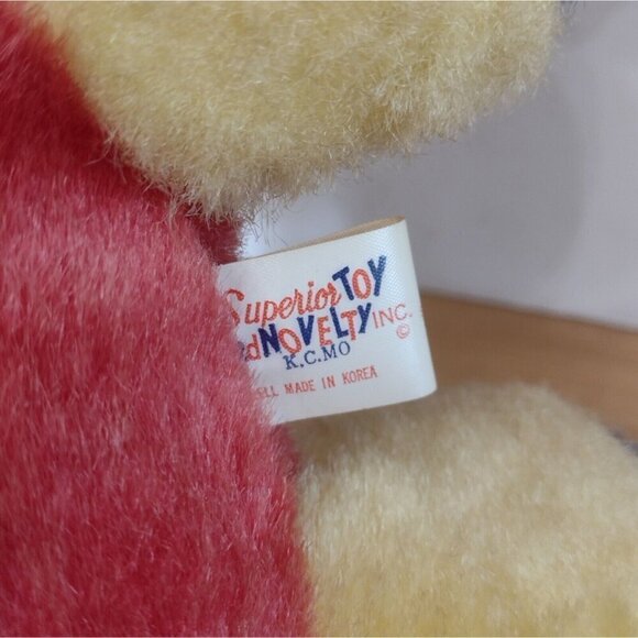 Vintage Superior Toy & Novelty Cellulose Elephant Plush Yellow Red Blue 15" - Picture 8 of 10